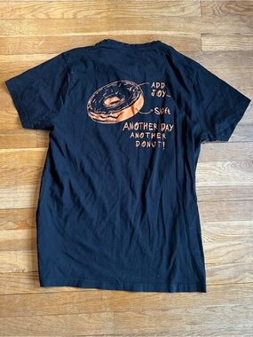 Denim & Flower Black Tee with Orange Donut Graphic